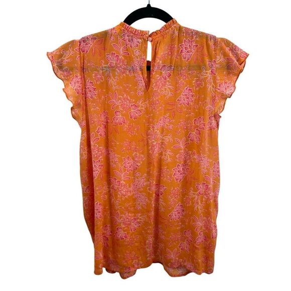 Nanette Nanette Lepore Brand Floral Print Pin Tuck Ruffle Sleeve Blouse‎ Medium - Picture 4 of 13